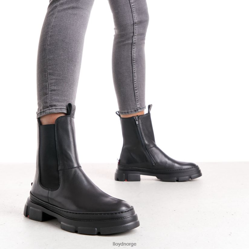LLOYD ankelstøvletter i glatt skinn kvinner sko svart 4X82ZP954