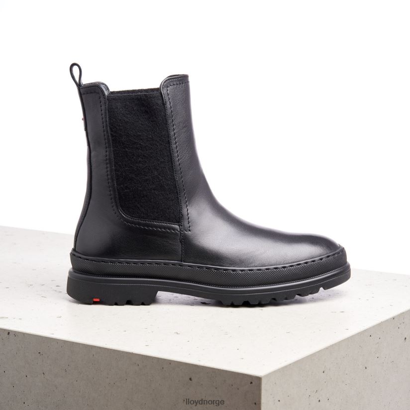 LLOYD ankelstøvletter i glatt skinn kvinner sko svart 4X82ZP958