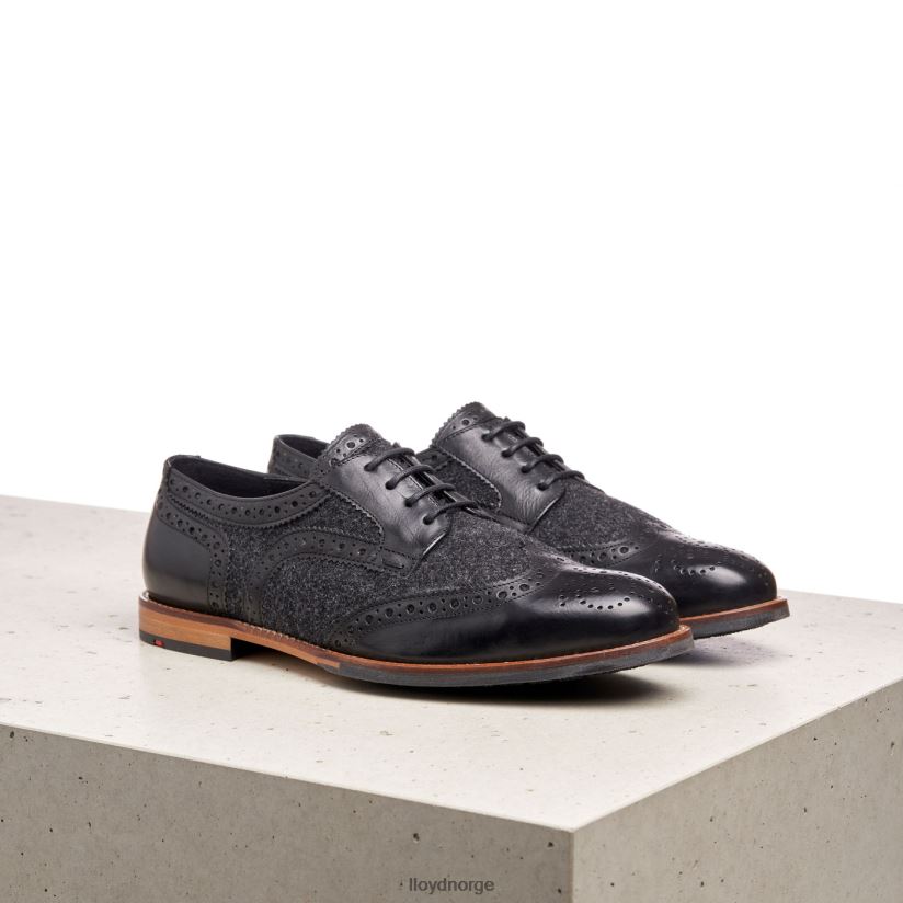 LLOYD halvsko med blonder i glatt skinn kvinner sko svart 4X82ZP1076