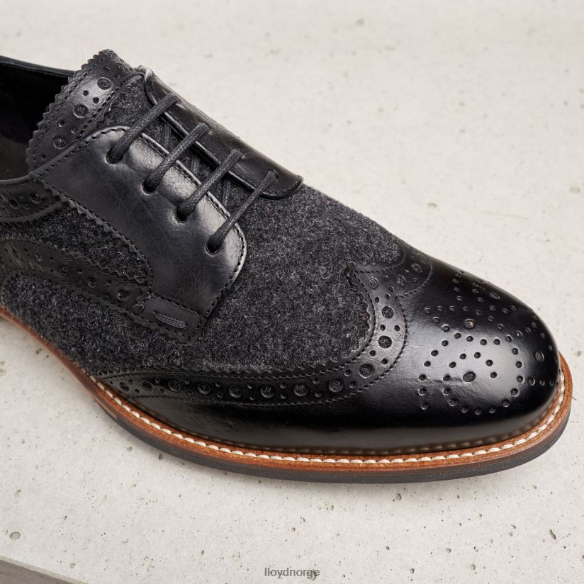 LLOYD halvsko med blonder i glatt skinn kvinner sko svart 4X82ZP1076